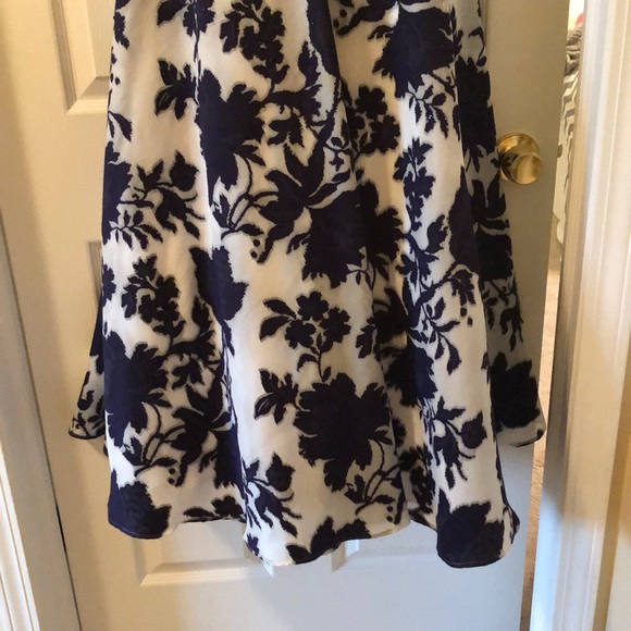 Navy and White Floral Prom Dress - Picture 4 of 8